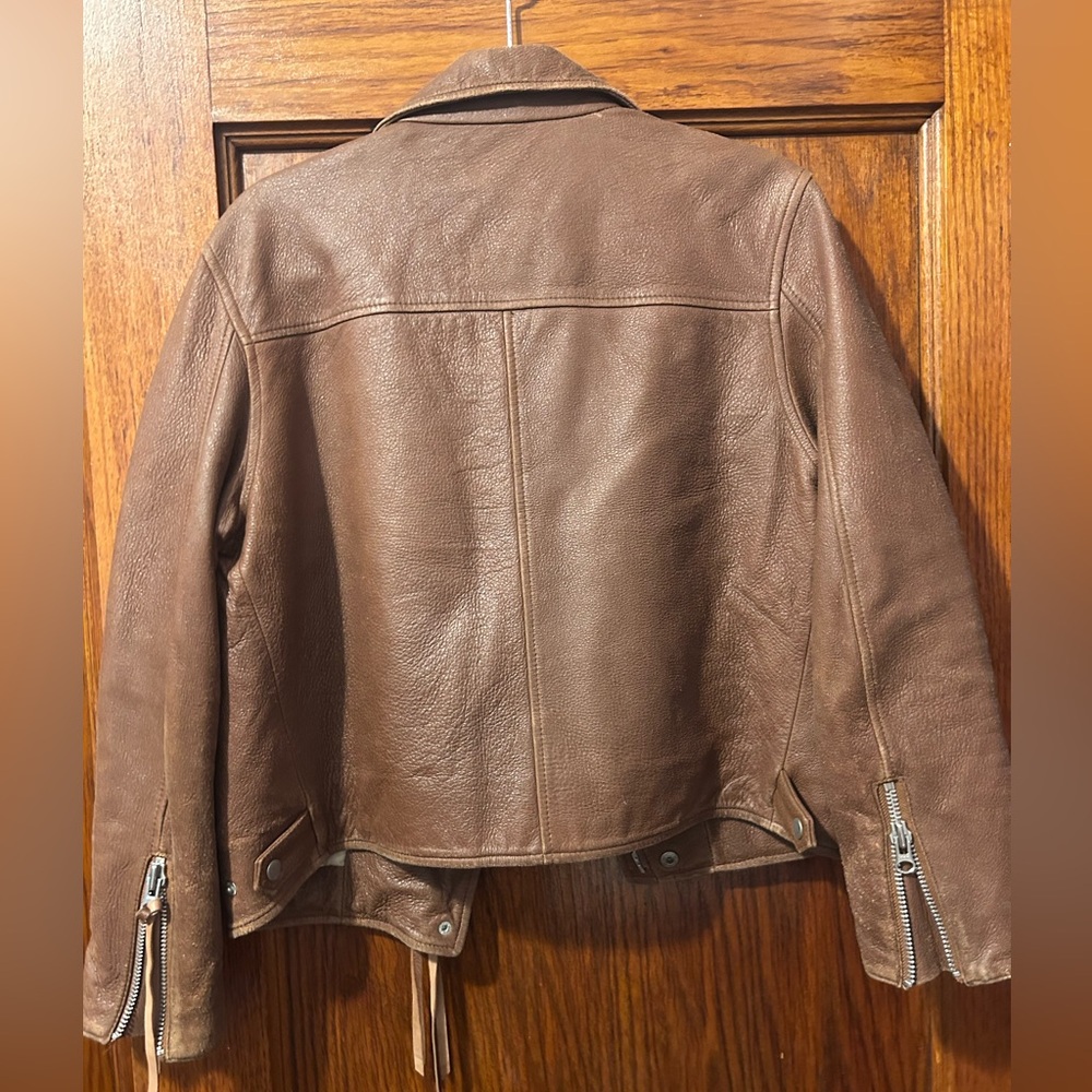 GUC brown leather jacket silk lined - Picture 12 of 15